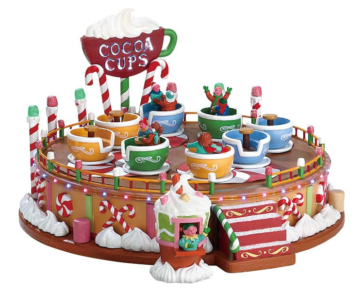 Lemax Cocoa Cups Sights and Sounds Animated Lighted Musical Ride #74222