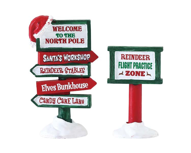 Lemax North Pole Signs Village Accessory Set of 2 #74325