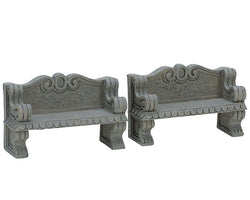 Lemax Village Collection Stone Bench, Set of 2 #74612
