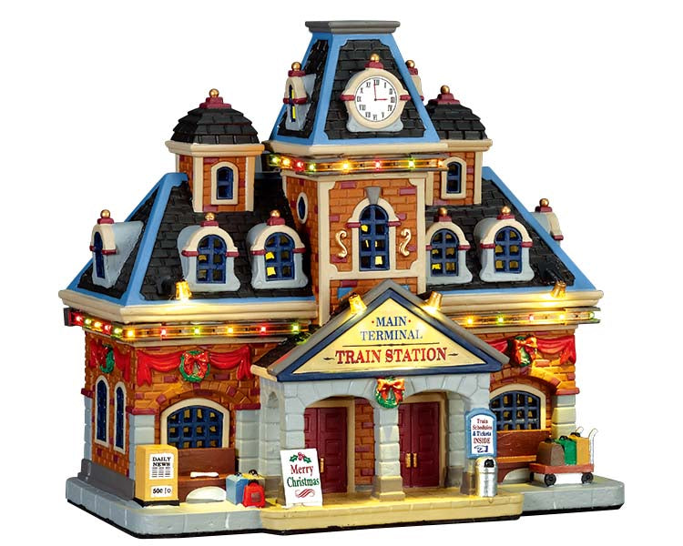 Lemax Main Terminal Train Station Lighted Building with 4.5V Adaptor #75194