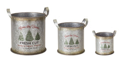 Set of 3 Christmas Trees Tin Plant Pot