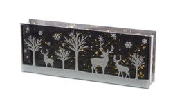 Lighted Glass Winter Scene Table Piece with Timer