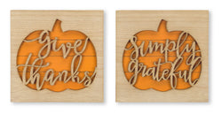Set of 2 Wooden Thanksgiving Harvest Wall Sign