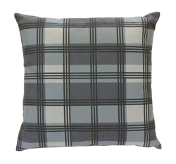 Grey and Blue Plaid Pillow