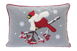 Cardinal with Scarf on Branch Pillow
