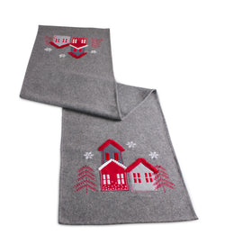 Grey and Red Table Runner with Houses