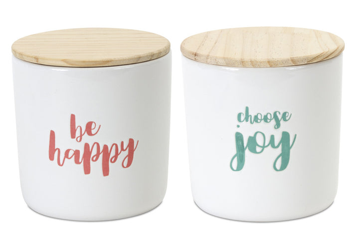 Set of 2 Christmas Greeting Canister