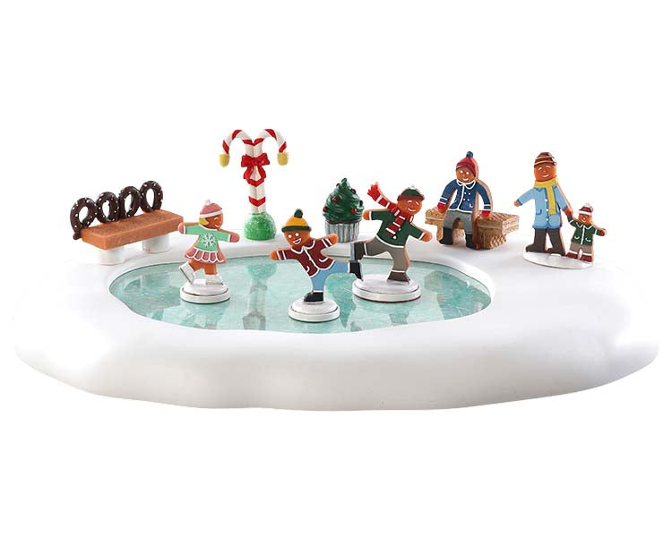 Lemax Gingerbread Skating Pond Animated Battery-Operated Table Accent #84352