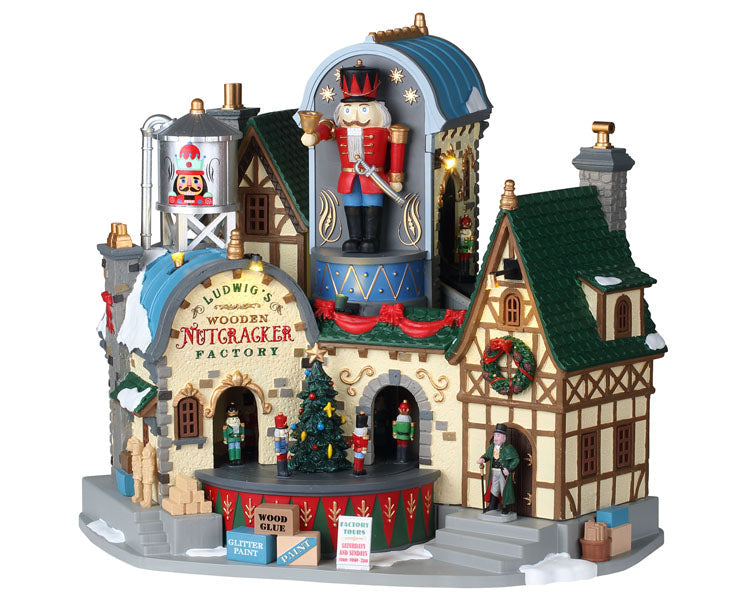Lemax Ludwig’s Wooden Nutcracker Factory Animated Lighted Musical Building #95463