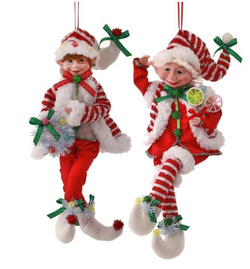 17in Fabric Bendable Candy Elf Ornament #MTX65196