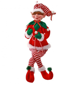 30in Fabric Holiday Bendable Elf Ornament