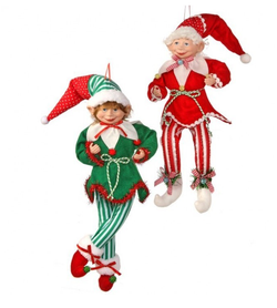 17in Velvet Red/Green Bendable Elf, Assorted Styles