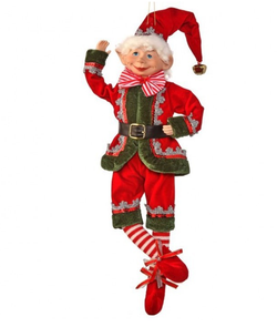 17in Fabric Dreaming Bendable Elf Ornament