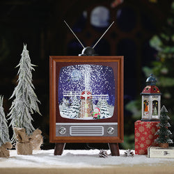 Snowing Antique TV with Windmill