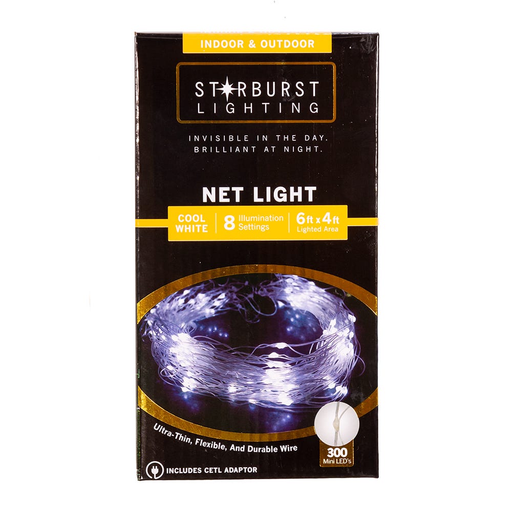 Kurt Adler 300-Light 6-Foot Starburst Cool White LED Net Light