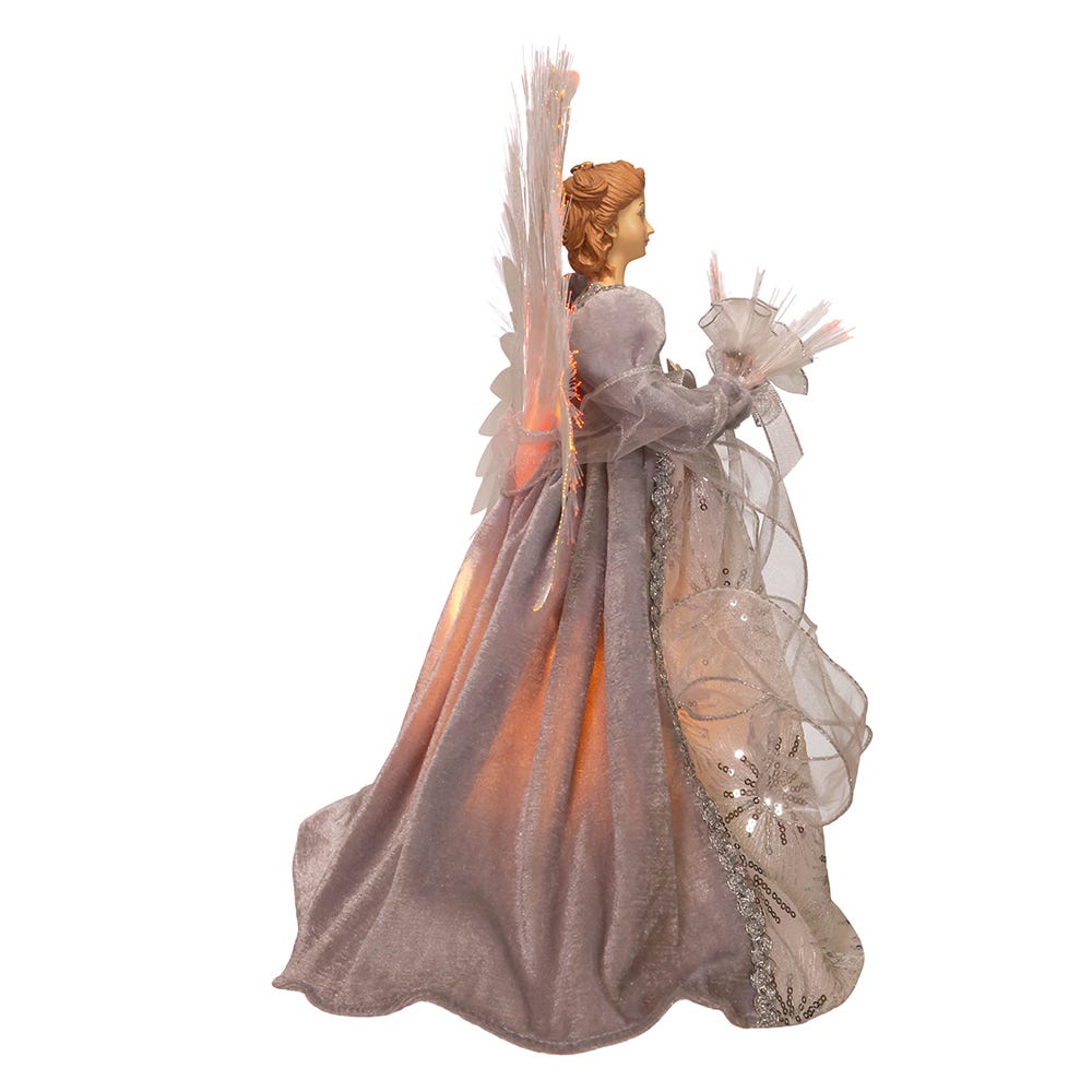 Kurt Adler 16-Inch Fiber Optic White, Silver, and Gray Angel Tree Topper