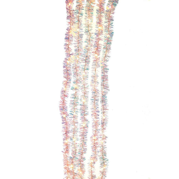 Kurt Adler 6.5-Foot Warm White Iridescent Tinsel Cascade Light Set