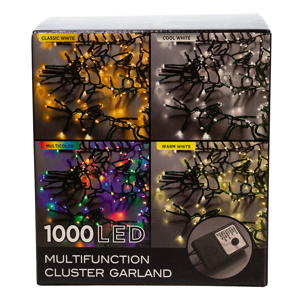 Kurt Adler CUL 1000-Light 33-Foot Cluster Light Set with Classic White 3MM LED Bulbs