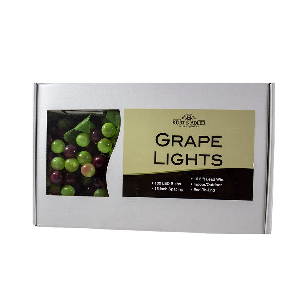 Kurt Adler 100-Light Green LED Grape Light Set with 5 Grape Bunches