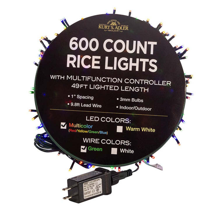 Kurt Adler 600-Light 49-Foot Multi-Color LED Rice Light Set