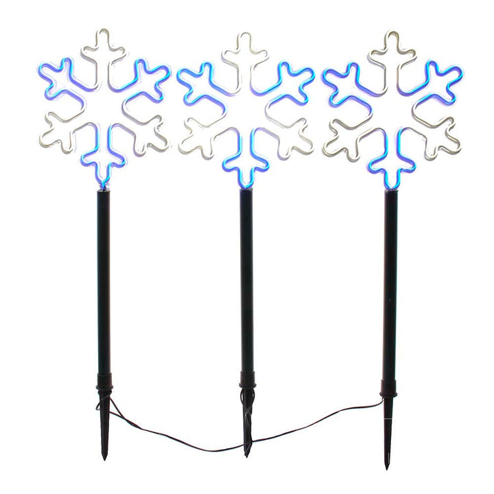 Kurt Adler 26-Inch Multi-Color LED Snowflake Yard Stake Set