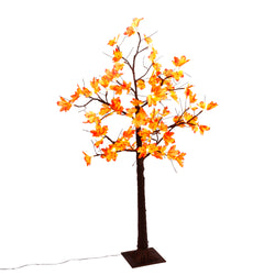 4Ft. Tall Electric Lighted Maple Leaf Tree with 48 Warm White Micro LED Lights