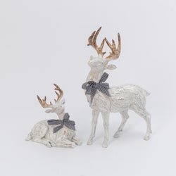 Traditional Christmas Decor White Gold Reindeer Table Accent