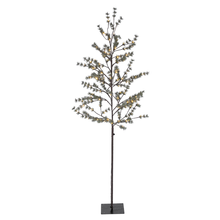 7 Foot Tall Icy Pine Winter Lighted Tree, Warm White LEDs