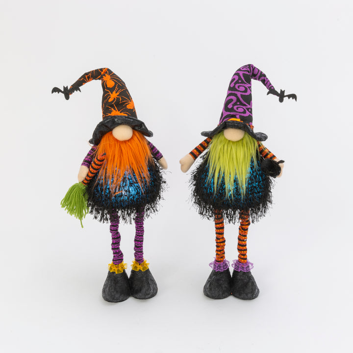 Set of 2 Lighted Plush Standing Spooky Halloween Gnomes