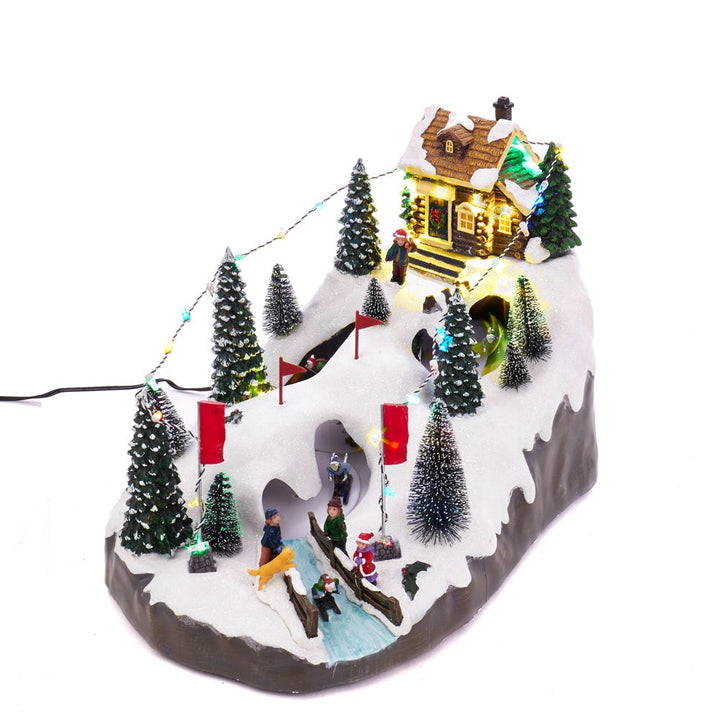 Kurt Adler Motion LED Christmas Skiing Village