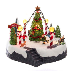 Kurt Adler 7-Inch Battery-Operated Musical LED Ice Rink with Tree Table Piece