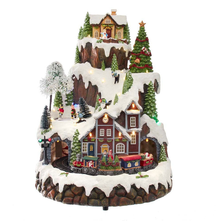 Kurt Adler 17-Inch Musical LED Village on Mountain Table Piece