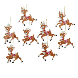 Kurt Adler 4-Inch Wooden Reindeer 8-Piece Ornament Set