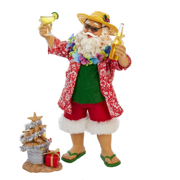 Kurt Adler 10-Inch Fabriché' Beach Santa Set of 2 Pieces