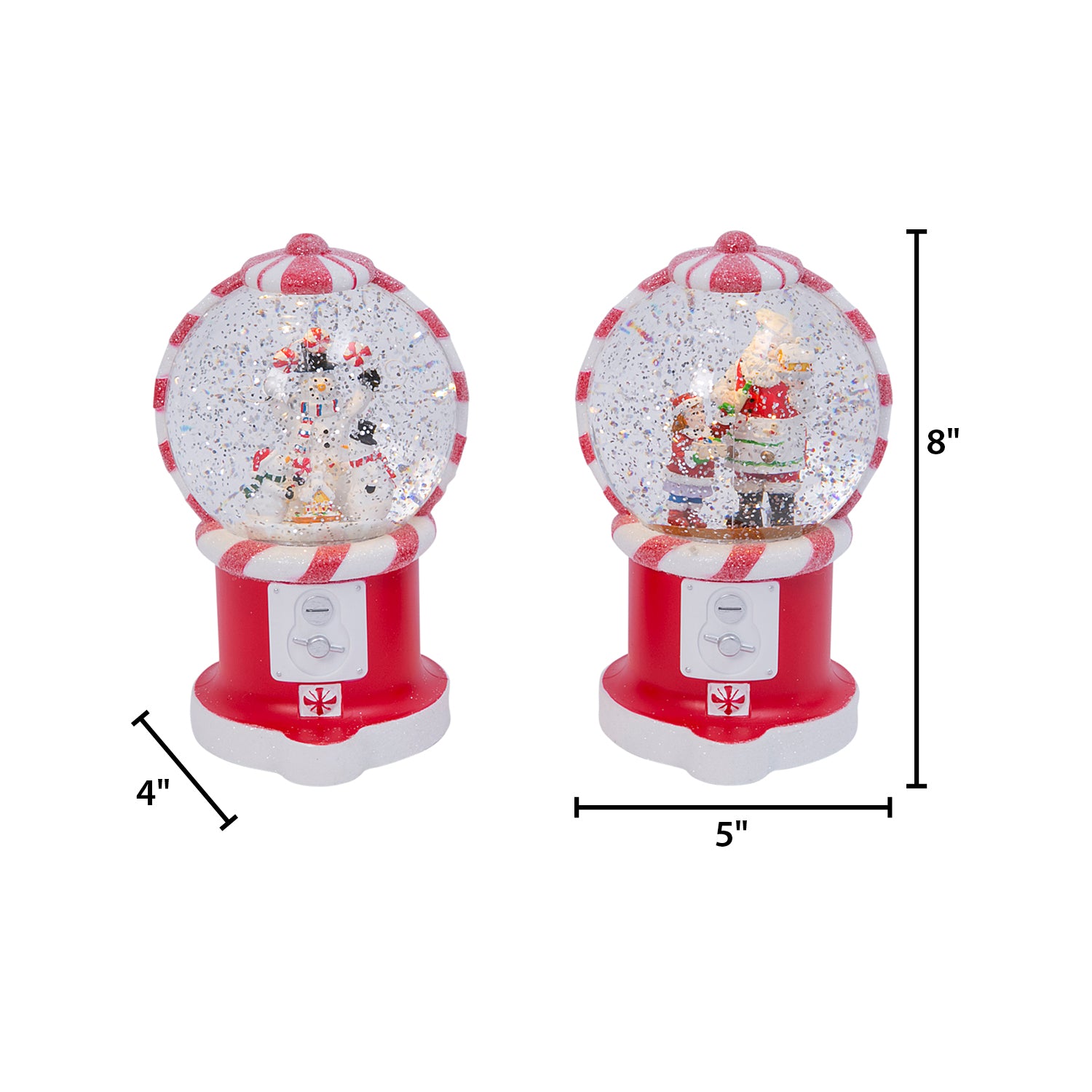 Retro Christmas Holiday Water Globes, Lighted with Timer