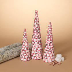 Set of 3 Clay Whimsical Traditional Peppermint Candy Trees
