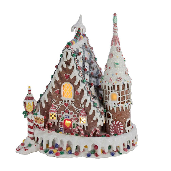 Kurt Adler Pre-Lit Claydough Gingerbread Inn 13-Inch Christmas