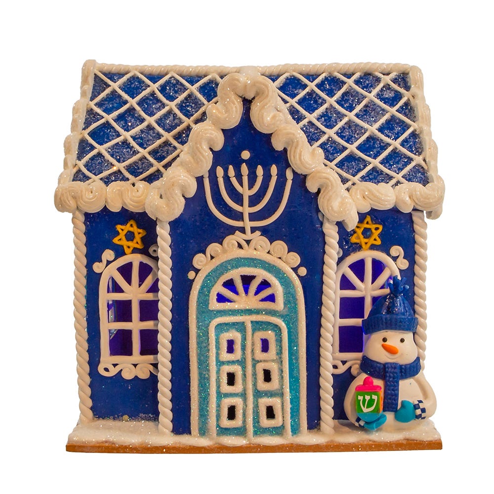 Kurt Adler 7-Inch Battery-Operated Hanukkah LED House Table Piece