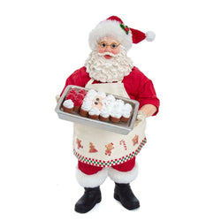 Kurt Adler 10.5-Inch Fabriché Santa and Tray of Santa Face Cake