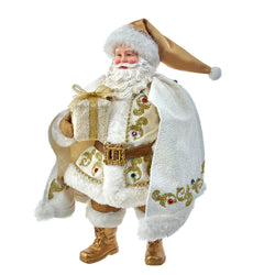 Kurt Adler 10.5-Inch Fabriché White and Gold Santa