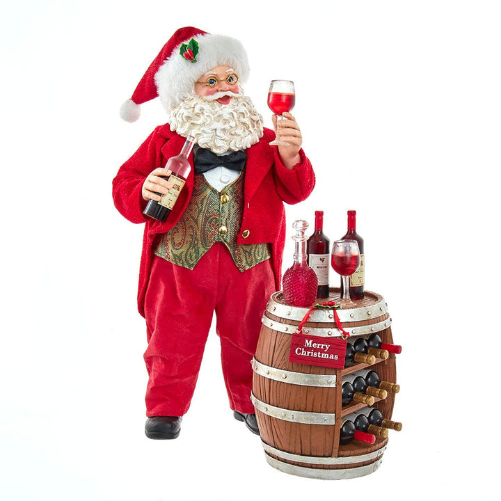 Kurt Adler 10.5-Inch Fabriché Wine Tasting Santa, 2 Piece Set