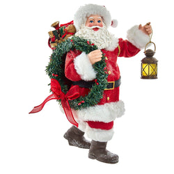 Kurt Adler 10.5-Inch Fabriché Santa with Wreath and Lantern