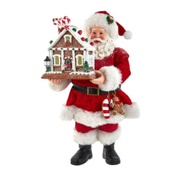 Kurt Adler 11-Inch Battery-Operated Santa with Light-Up Gingerbread House
