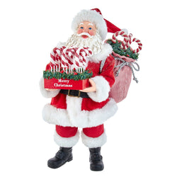 Kurt Adler 10.5-Inch Fabriché Santa with Candy Cane Tray