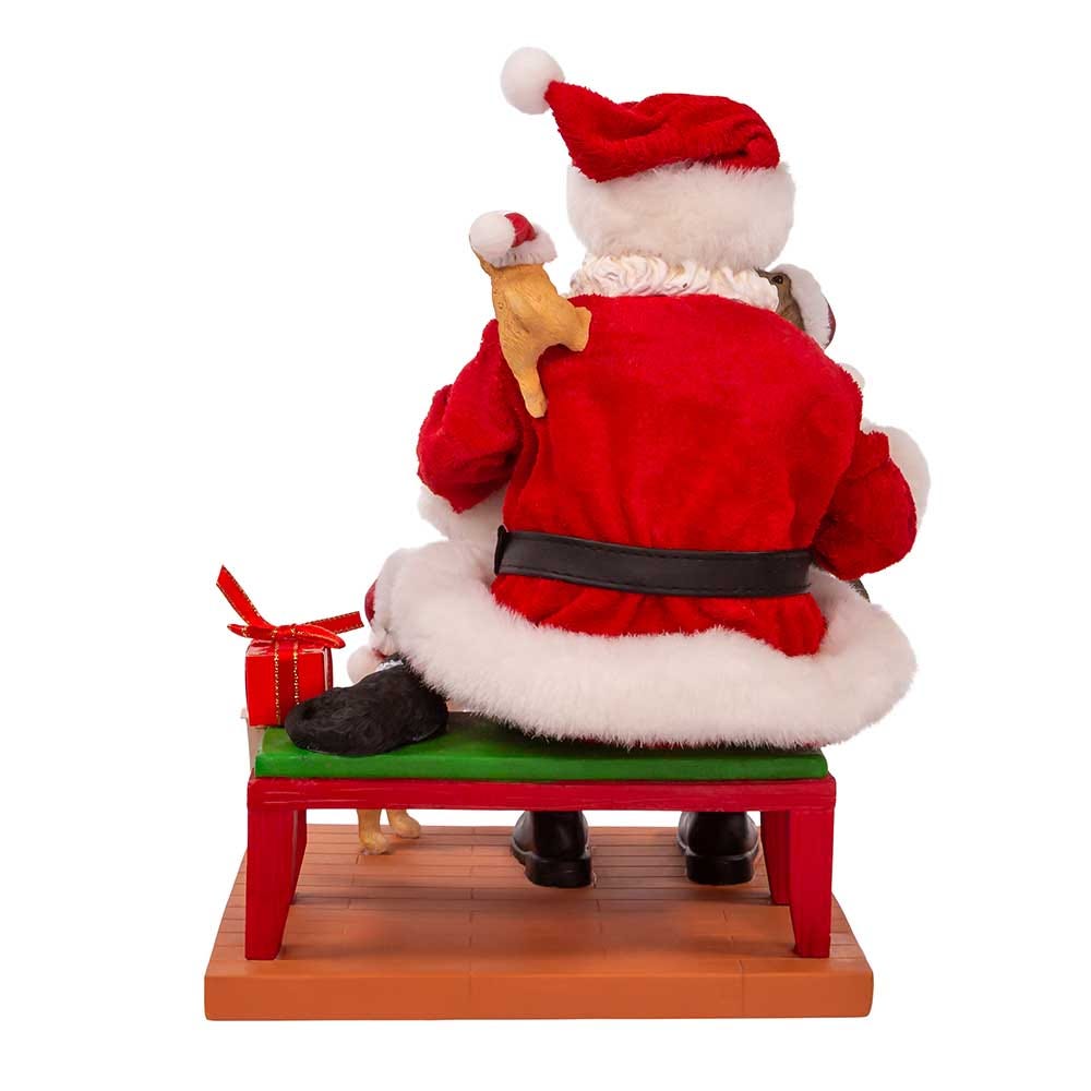 Kurt Adler 9-Inch Fabriché Santa with Laptop and Pets