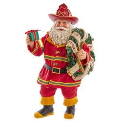 Kurt Adler 11-Inch Fabriché Fireman Santa with Wreath and Hose