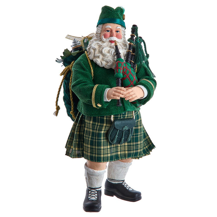 Kurt Adler 10.5-Inch Fabriché Musical Irish Bagpiper Santa