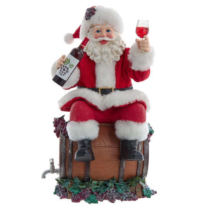 Kurt Adler 10.5-Inch Fabriché Santa Sitting on Wine Barrel