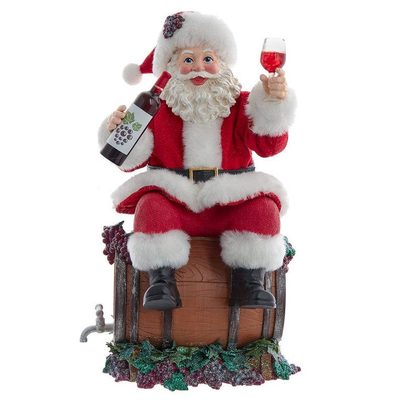 Kurt Adler 10.5-Inch Fabriché Santa Sitting on Wine Barrel FA0193