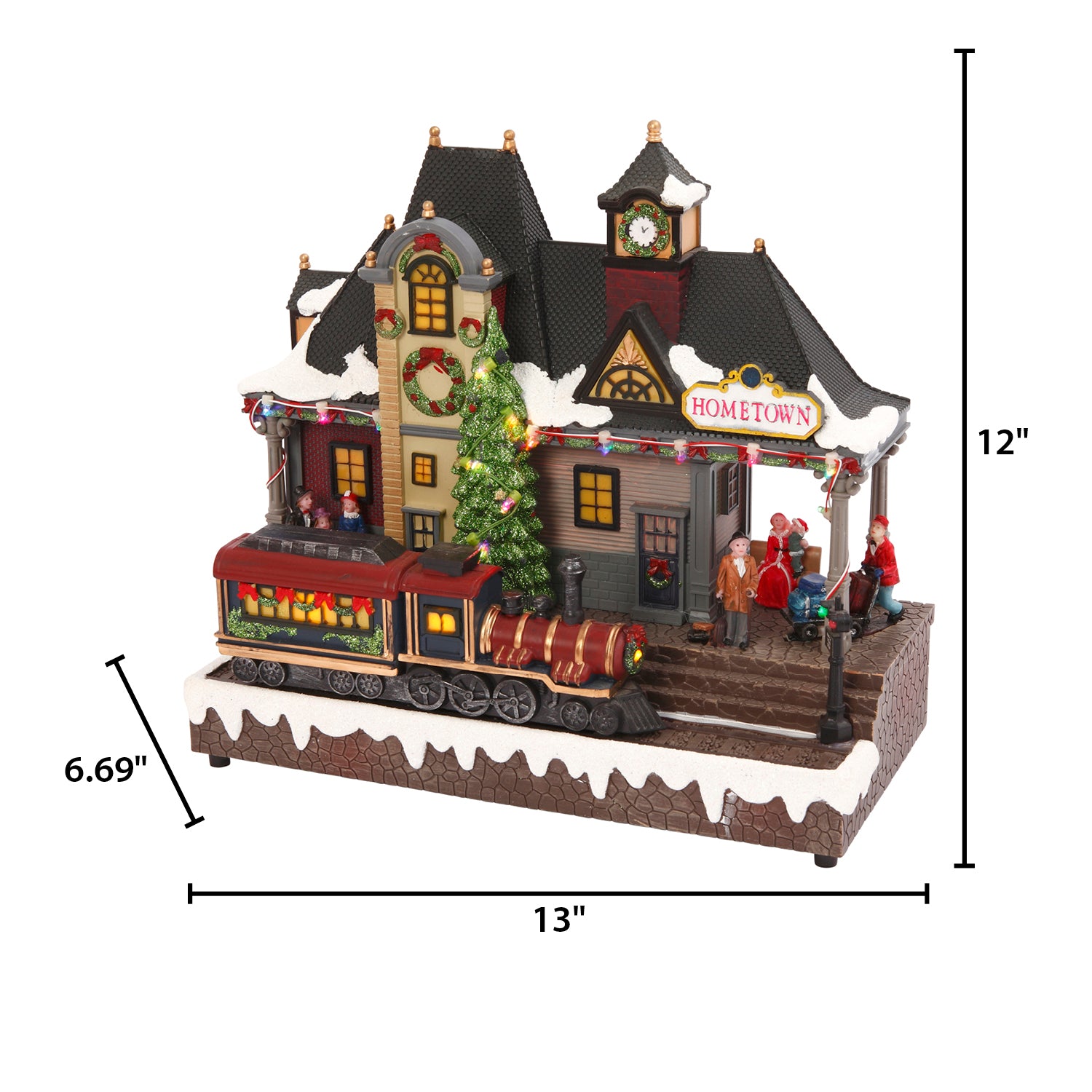 Musical Christmas Holiday Village with Lighted Train Station